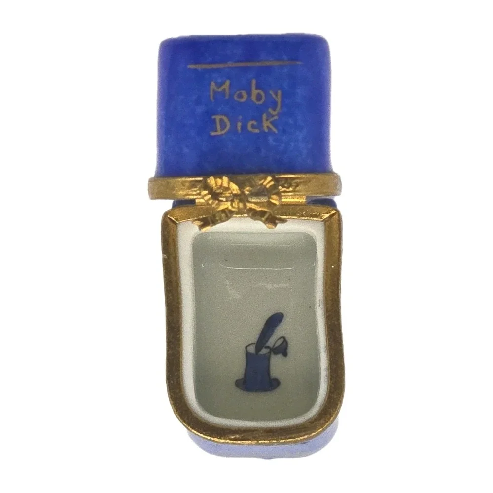 Vintage Limoges Peint Main Moby Dick Book Trinket Box